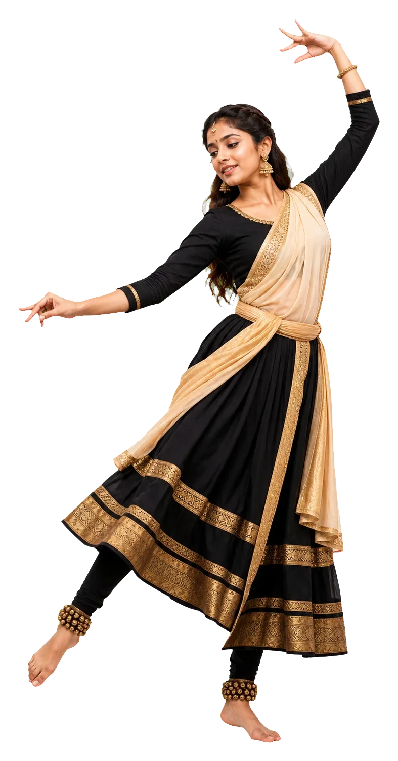 Real dancer in an expressive performance pose