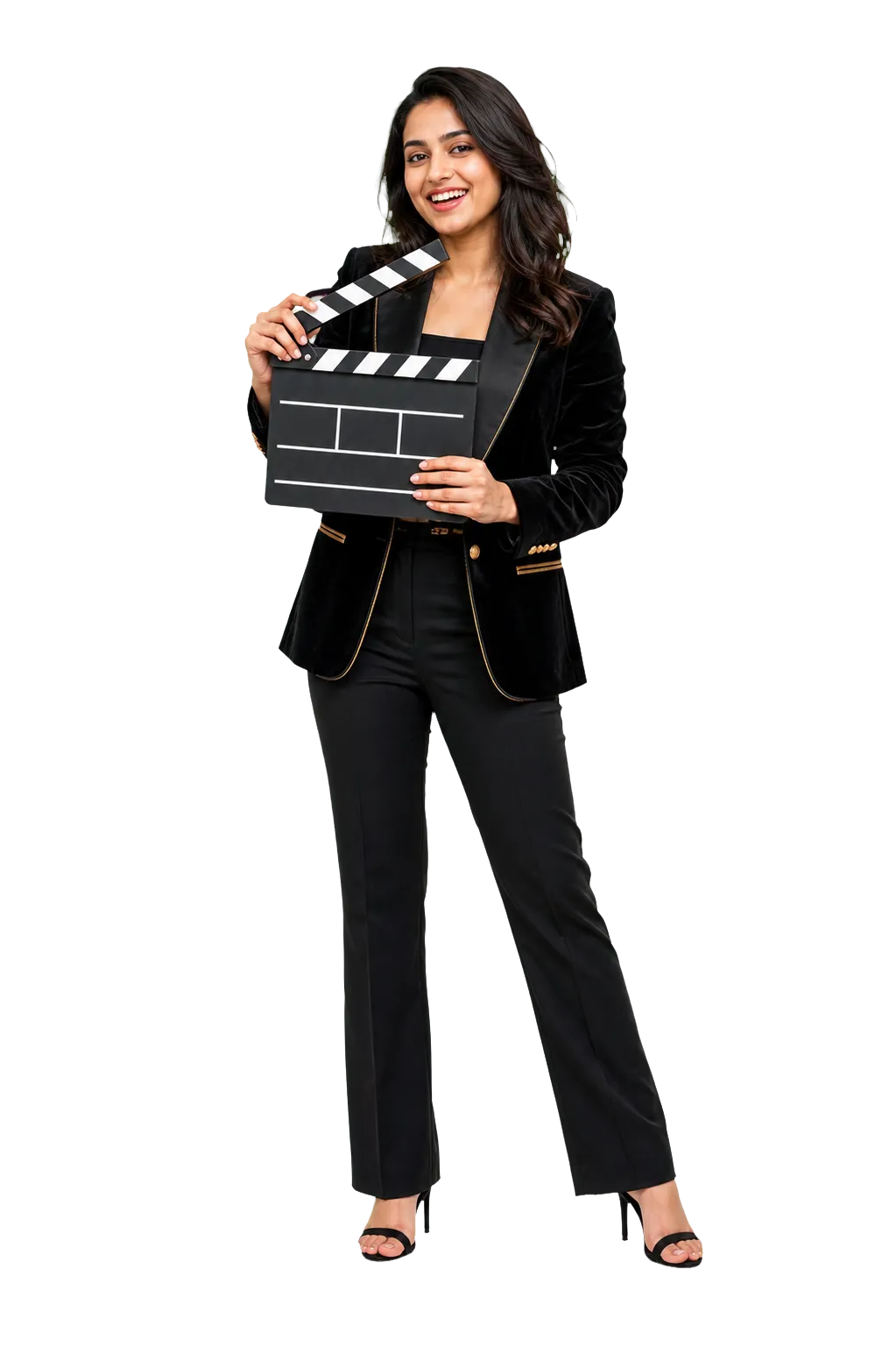 Real actor holding a film clapperboard