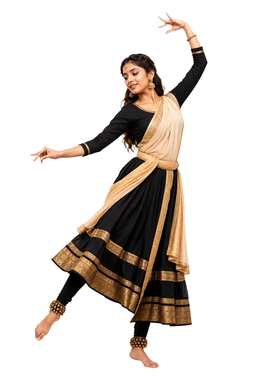 Real dancer in an expressive performance pose